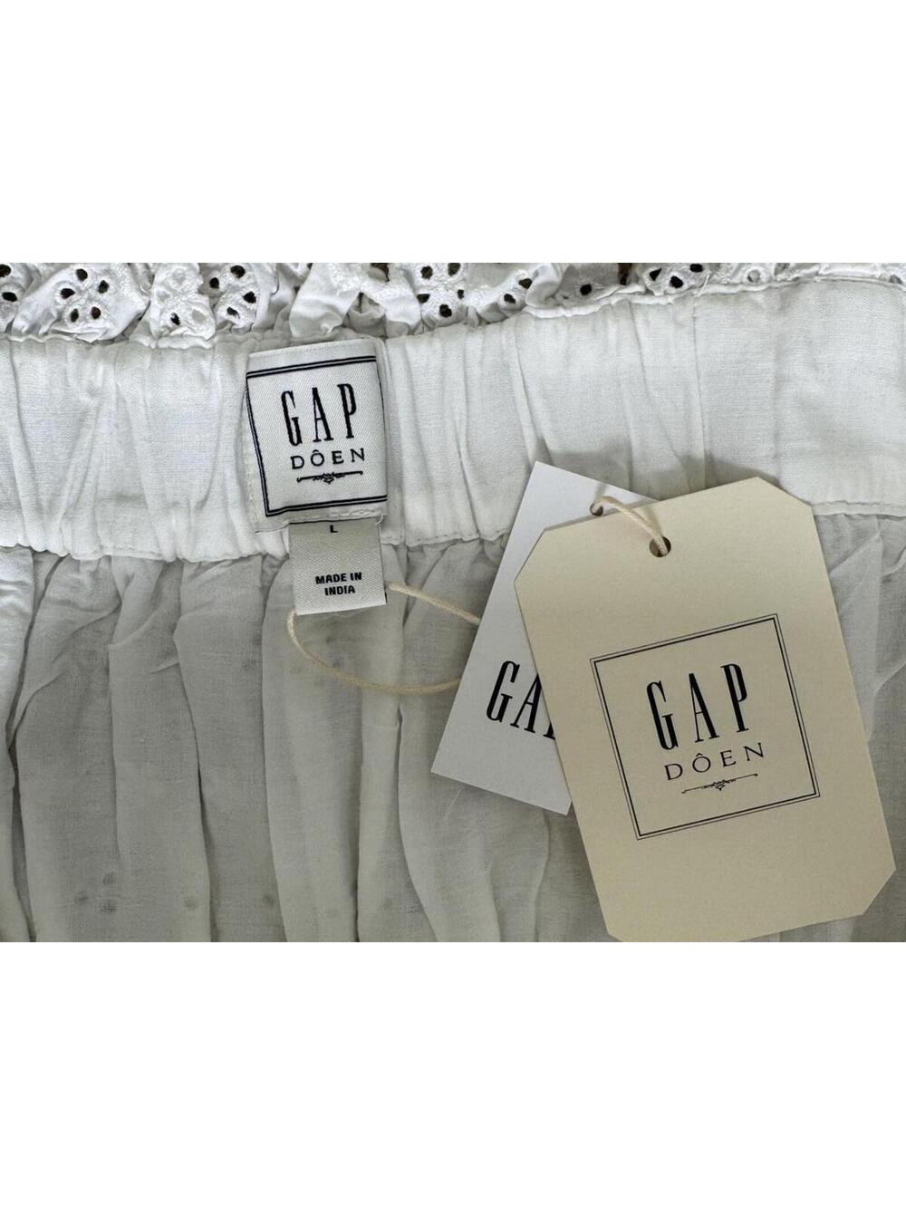 NWT Gap x DÔEN Cotton White Eyelet Tiered Midi Dress Size L - Picture 3 of 13